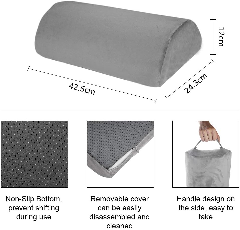Gwolken Ergonomic Foot Rest Under Desk with Non-Slip Surface, High Rebound Foam Footstool Footrest Ottoman Half-Cylinder Relieve Pain for Office, Home, Airplane, Travel (Gray) : Office Products