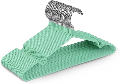 KEPLIN 20x Premium Rubber Coated Metal Hangers Heavy Duty Mint Green
