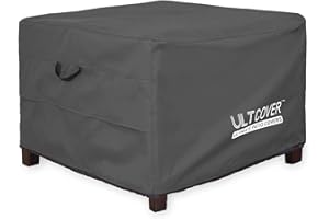 ULTCOVER Waterproof Patio Ottoman Cover Square Outdoor Side Table Furniture Covers Size 27L x 27W x 18H inch, Black