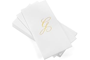 AH AMERICAN HOMESTEAD Disposable Hand Towels for Bathroom - Guest Bathroom Essentials -Bathroom Paper Towels for Guests - Monogrammed Disposable Napkins - Wedding Napkins in Paper Towel Tray (Gold, G)