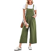 Dokotoo Women's Jumpsuits Casual Overalls One Piece Sleeveless Wide Leg Long Pant Rompers Waffle Knit Loose Fit Pockets