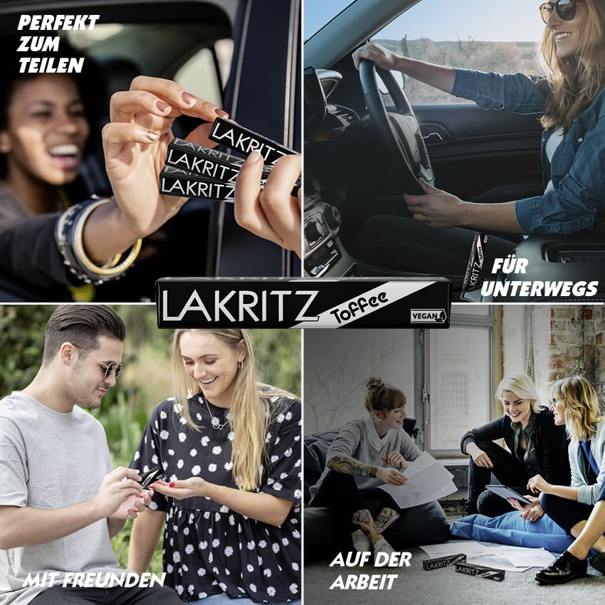 Lakritz-Toffee Kaubonbons mit Süßholzsaft, 3 Stangen Toffees mit Lakritz-Geschmack als Vorratspackung oder Verkaufsdisplay, zartschmelzende Dragees 3 x 41g 4