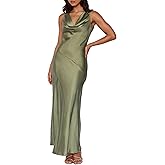 Women's 2026 Summer Satin Backless Elegant Dress for Wedding Guest Silk Sleeveless Cowl Neck Party Formal Maxi Dresses