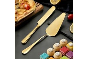2Pcs Wedding Cake Cutter and Server Set Stainless Steel Cake Cutting Set Gold Elegant Wedding Cake Cutting Utensils Reusable 