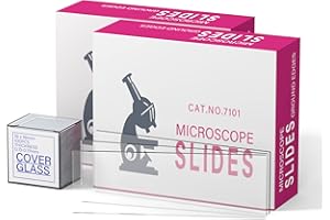 Vabiooth Rounded Edge Microscope Slides Kit, 100 Pcs Pre-Cleaned Blank Microscope Slides and 100 Pcs 22x22mm Square Coverslips Cover Glass for Monocular Binocular Trinocular Microscopes
