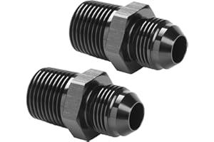 Podavelle 8AN Male Flare to 3/4 NPT Pipe Fitting Adapter Union Connector Straight Aluminum Black, Pack of 2