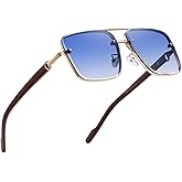 KAJILA Oversize Classic Mens Sunglasses Square Gold Frame Large Head Shades for Men UV 400 Protection Sunnies(7563)