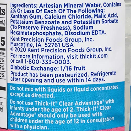 THICK-IT CLEAR ADVANTAGE MILDY THICK WATER, NECTAR CONSISTENCY, READY-TO-DRINK, DIGESTIBLE SWALLOWING AID, HYDRATION ON THE GO, CONVENIENT & READY-TO-USE, NO MIXING NEEDED, 8 OZ BOTTLE