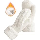 Whiteleopard Women's Winter Gloves Warm Lining - Cozy Wool Knit Thick Gloves Mittens