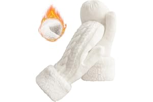 Whiteleopard Women's Winter Gloves Warm Lining - Cozy Wool Knit Thick Gloves Mittens