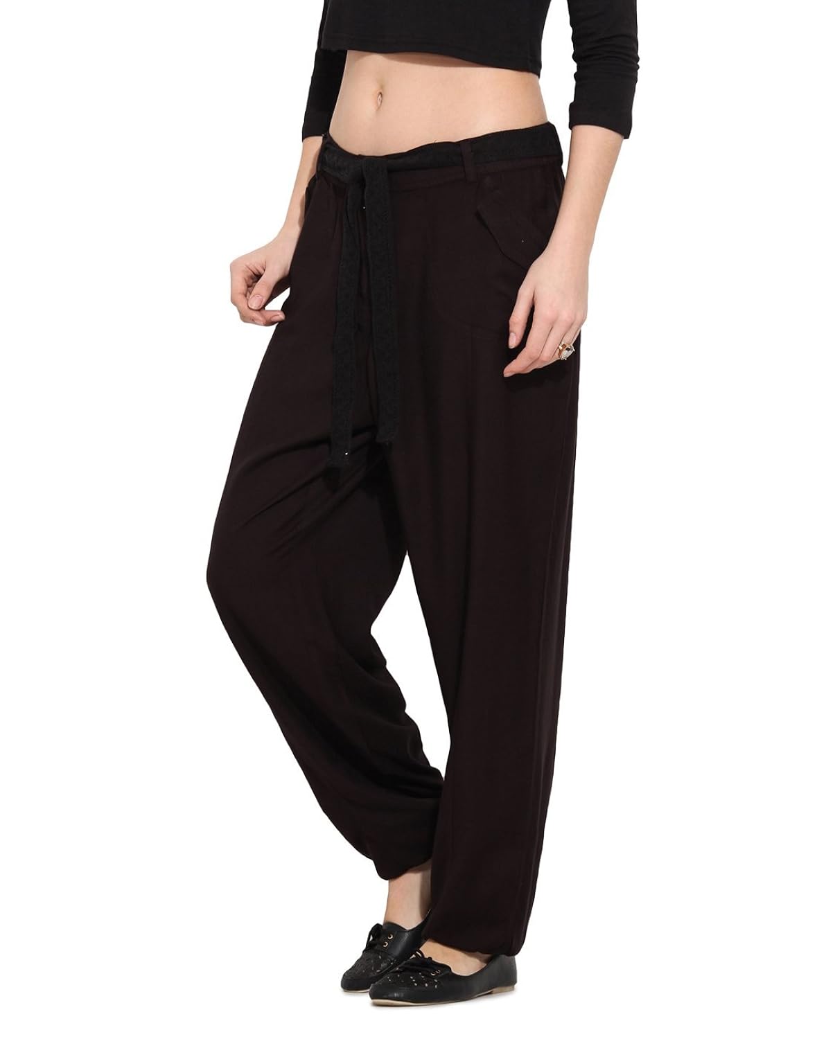 black comfort fit viscose trousser