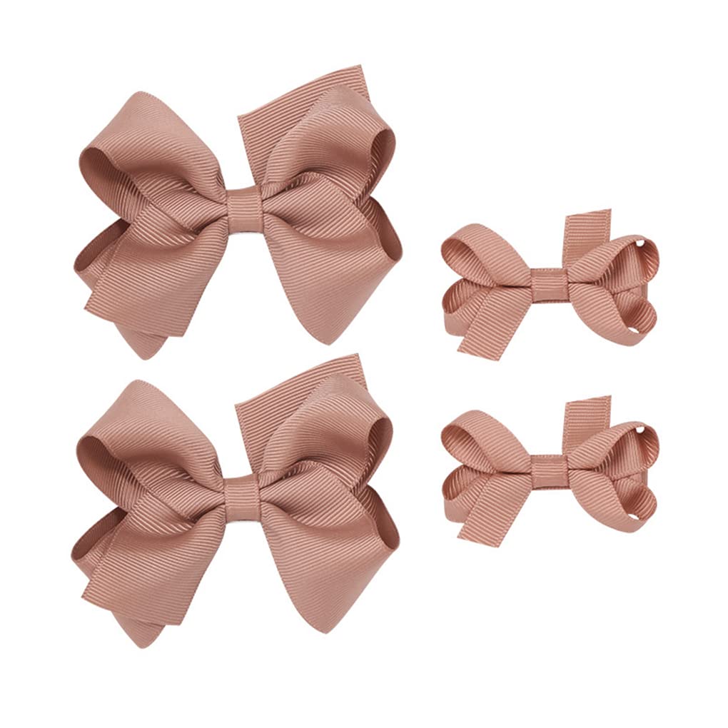 AIMIYan Hair Clip Hair Bow, Grosgrain Ribbon, 4pcs (03 coffee brown)