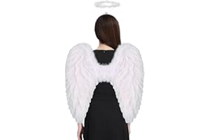 Yieeonc Angel Wings for Adult Feather Angel Costume for Women Girls Halloween Cosplay Costume Accessories
