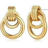FILMOON Geometric Earrings Chunky Trendy Knot Studs Statement Twisted Earring Dangle Drop Earrings for Women Fashion Jewelry Gifts