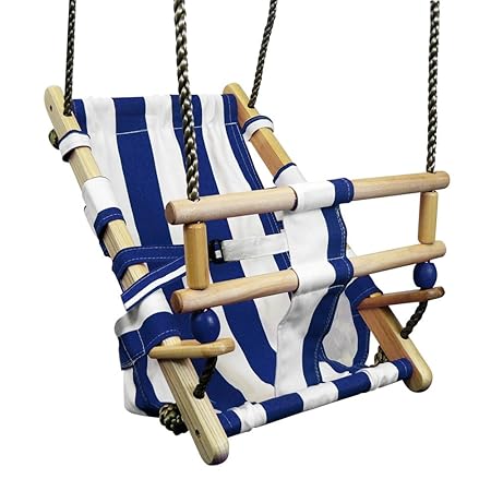 WICKEY Babyschaukel Kapitän Babysitz Schaukelsitz, blau-weiß