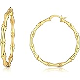 Dr's gift Bamboo Earrings For Women 90s 14k Plated Gold Bamboo Hoop Earrings Party