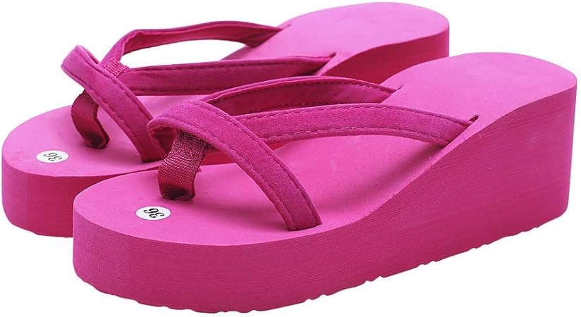 hot pink wedge flip flops