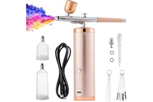 LIARTY Portable Airbrush Kit Machine with Hose, 32PSI High Pressure Rechargeable Handheld Airbrush, Professional Cordless Airbrush for Nail Art, Makeup, Barber, Painting, Cake Decor (Gold)