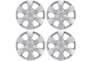 BDK 4-Pack Hubcaps for Cars, Wheel Cover Car Accessories Snap-On Clip Secure Strong Fit for Hub Caps, Polished Silver Heat & Impact Resistant, Strong Durable ABS - Fits 15" Rim Wheels, Set of 4
