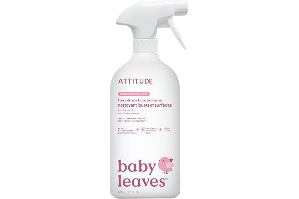 ATTITUDE Baby & Kids Toy Cleaner Spray, EWG Verified, Multi-Surface Cleaner for Toys, High Chairs & Play Areas, Naturally Der