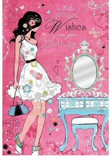 Femelle Carte De Vœux Anniversaire Special Wishes Jj8160 Coiffeuse En Relief Argente Amazon Fr Fournitures De Bureau