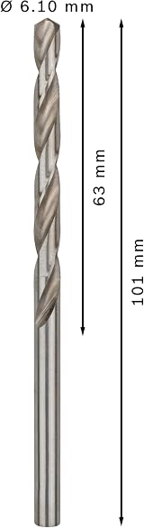 Bosch 10x PRO Metal HSS-G Twist Drill Bit Ø6.10 mm Set of 10 view 3