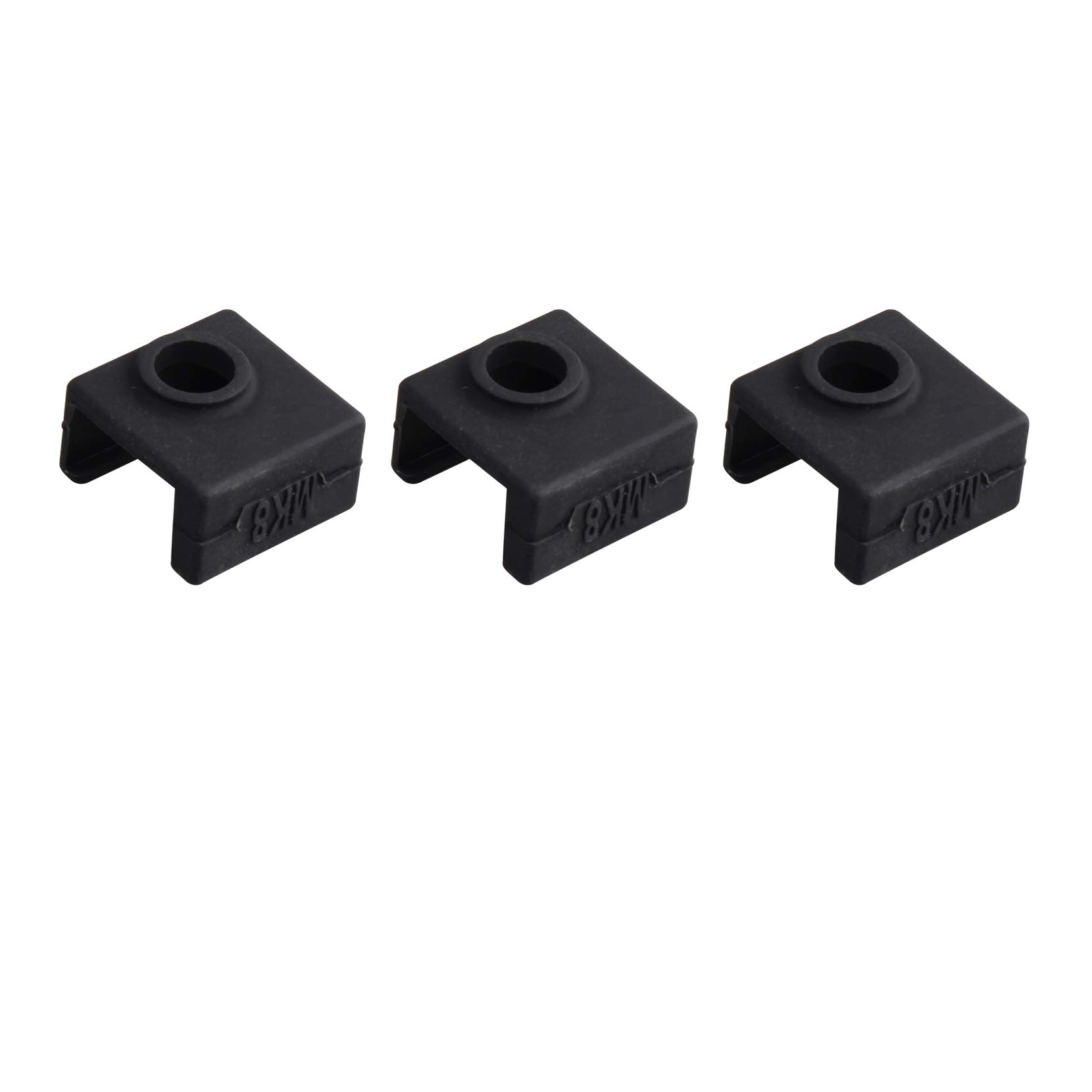 Jopto 3Pcs 3D Printer Heater Block Silicone Cover Silicone Sock Heating Insulation Case 280℃ High-Temperature Resistant Compatible with MK7 MK8 MK9 Hotend Compatible with Ender 3 CR-10 ANET A8 (Black)