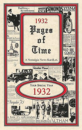 1932 Pages of Time CELEBRATION KARDLET: Birthdays, Anniversaries, Reunions, Homecomings, Client & Corporate Gifts…