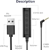 Rebocico USB Headset with Microphone Noise Cancelling & Audio Controls 2-In-1 view 2
