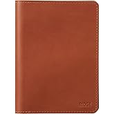 Ridge Passport Holder - Leather Travel Wallet, RFID Protection, Holds Passport, 6 Credit Cards, Folded Cash, And a Boarding Pass (Tobacco Brown)