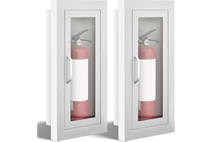 Zonon 2 Pcs Semi Recessed Fire Extinguisher Cabinet Industrial Architectural Wall Cabinet, Door with Handle Version for 10 Pound Dry Chemical Fire Extinguisher (White)