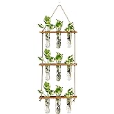 XXXFLOWER Wall Hanging Propagation Station with Wooden Stand Glass Test Tubes Tiered Planters Wall Terrarium for Home Office Plant Hanger Flower Vases Wall Decor Hydroponic Cuttings (9 Tube Vases)