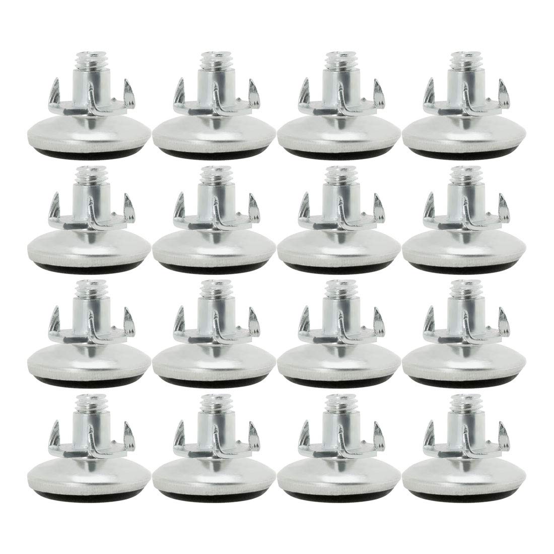 Sourcingmap M8 x 15 x 30mm Screw on Furniture Glide Leveling Feet Adjustable Leveler with T-Nuts for Desk Leg 16pcs