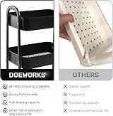 DOWORKS Storage Trolley on Wheels 3 Tier Metal Cart Kitchen Craft Books Black view 8