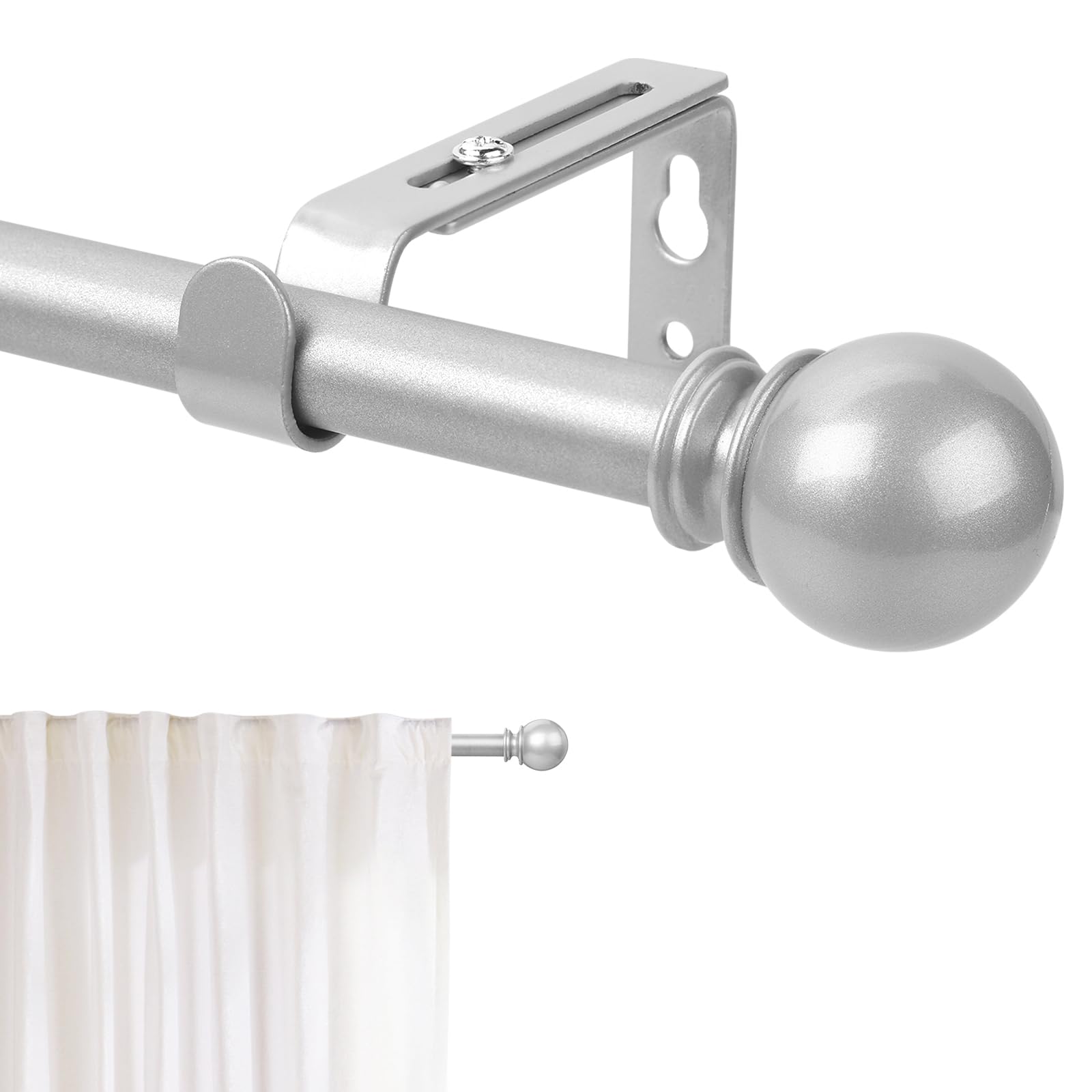 Photo 1 of **REFERENCE IMAGE Silver Curtain Rod for Windows 30 to 60 Inch, 5/8 Inch Diameter Adjustable Curtain Rods With Brackets, Heavy Duty Easy to Install Curtain Rods for Bedroom, Outdoor Curtain Rod for Patio