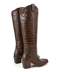 Pasuot Knee High Boots for Women - Brown Wide Calf