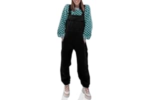 Tongmingyun Women's Cute Fleece Overalls Winter Warm Casual Jumpsuits with Zipper Pockets