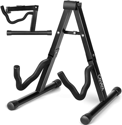 CAHAYA Folding Guitar Stand Universal A-Frame Metal Portable Black