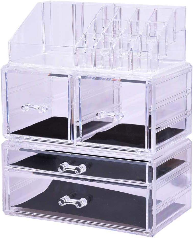 Wowpower 3 Piezas de acrílico Organizador de Maquillaje, 360 Giratorio Estante de Almacenamiento Wowpower 3 Piezas de acrílico Organizador de Maquillaje, 360 Giratorio Estante de Almacenamiento