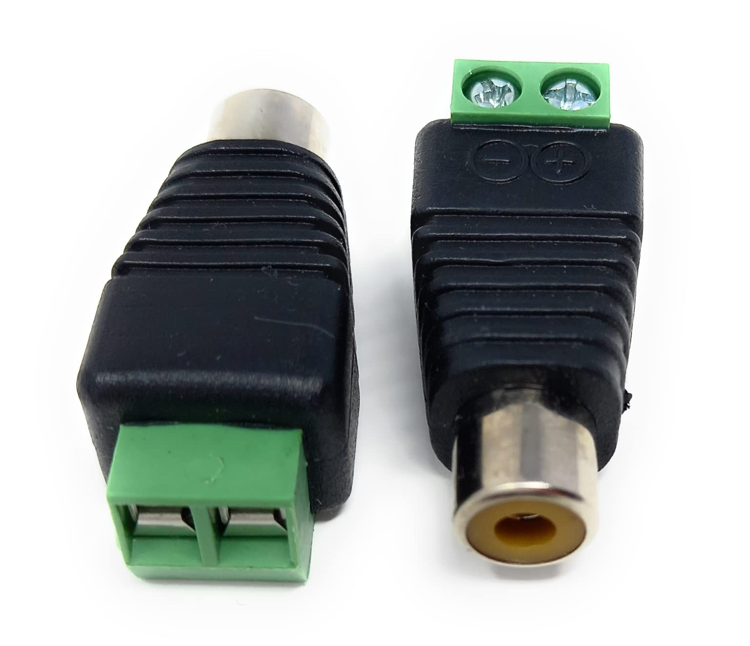DRUT 2pcs. RCA Female Plug TO Screw Terminal Video AV Balun Adapter Black/Green