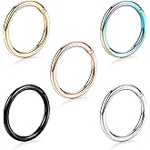 FUNLMO 5 Pcs / 3 Pcs 316L Surgical Steel Nose Rings Septum Rings Conch Helix Tragus Daith Rook Cartilage Piercing Jewelry Lip Rings for Women Men