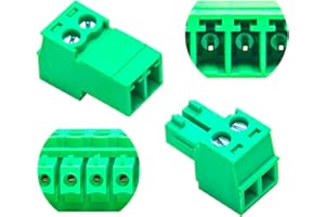 GENERIC Tcenofoxy 3.81mm Male & Female 2/3/4/5/6/7/8/9/10/11/12/13/14/15/16/18/20/24 Pin Phoenix Connector No Soldering Green PCB Screw Terminal Block Connector (4Sets 3.81MF-2Pin)
