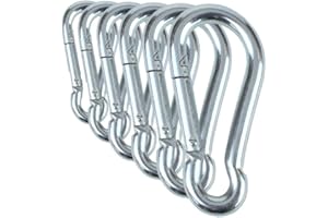 Branded Boards Black & Silver Zinc-Galvanized Heavy Duty Bushcraft Carabiner Spring Snap Clip Link Hooks 200-500lb Load 2, 6 & 12 Packs