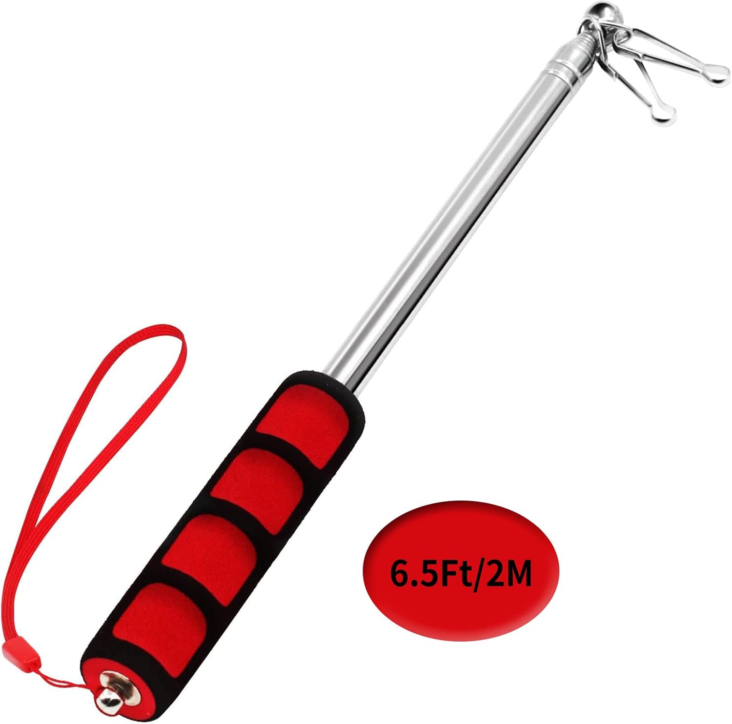 Flagpole Hardware - ujktvba Red Telescoping Flag Pole 6.5 Feet Flag Poles for Outside House Extendable Stainless Steel Tour Guide Pointer for Classroom Teachers Doctors with 2 Clips for Flag Hanging