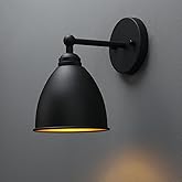 Phansthy Industrial Wall Sconce Matte Black Barn Farmhouse Wall Light Fixture with Metal Lampshade (Right-Angled)