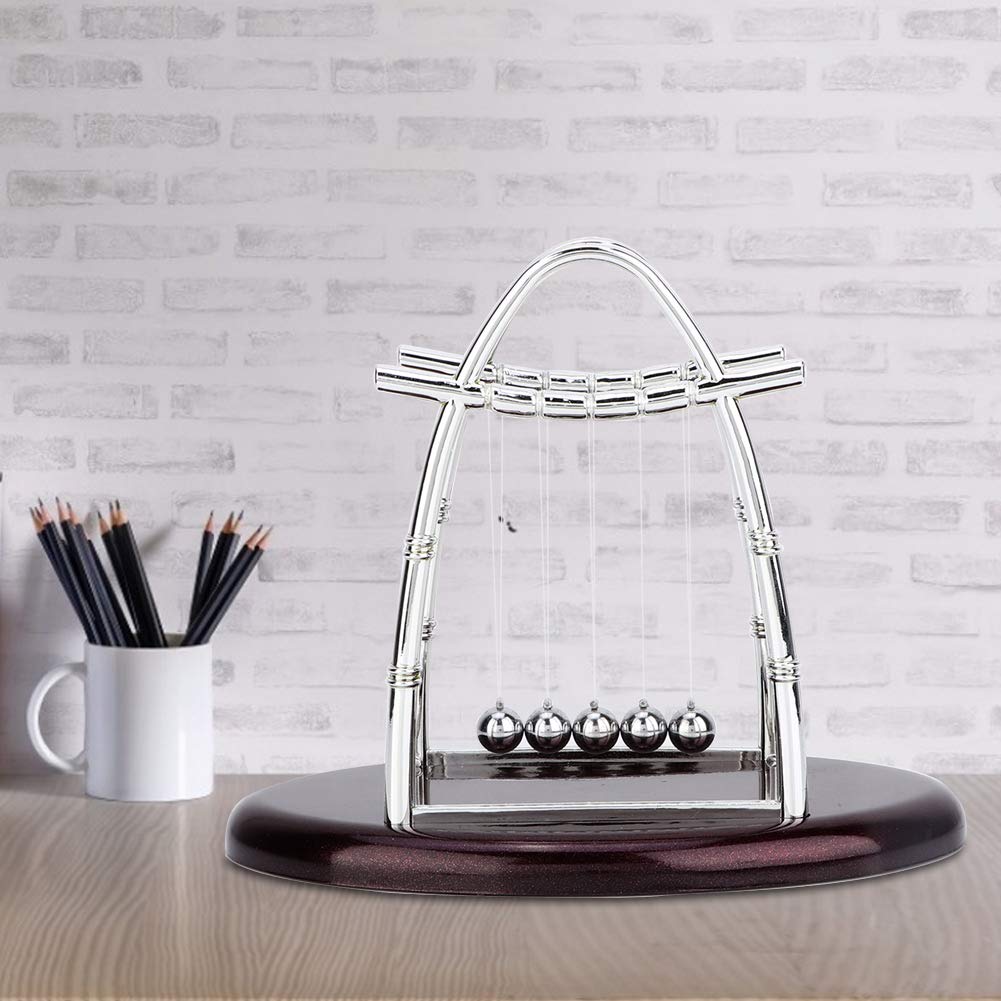 Raguso Newton’s Cradle,Newton Cradle Balance Balls,Educational Science Balance Balls,Classic Pendulum with 5 Balls,for Home Office Desktop Decor Birthday Gift(L)