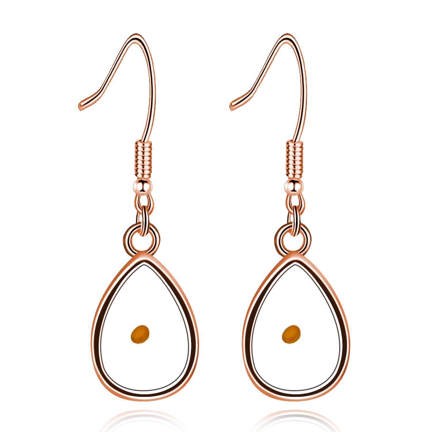 Uloveido Charms Real Mustard Seed Earrings for Women Girls, Stainless Steel Dangle Drop Earrings Y582 (Drop-rose gold) — image 1