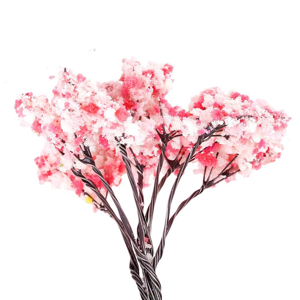 ANCLLO 25pcs Model Trees Model Trains Scenery 6.5cm Cherry Blossom Model Trees for OO HO Scale Landscape Architecture Scenery