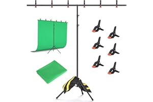 Forlogic Green Screen Backdrop Kit with Stand, 8x7.2ft Portable GreenScreen Background Stand for Streaming Video and Photography Shoots