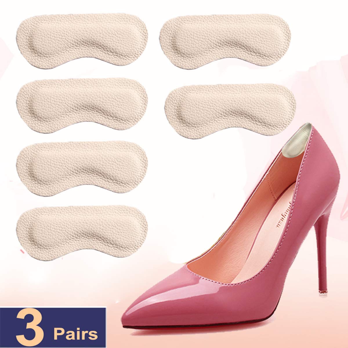 Heel Grips Heel Cushion Inserts Heel Pads Leather for Shoes Half Size